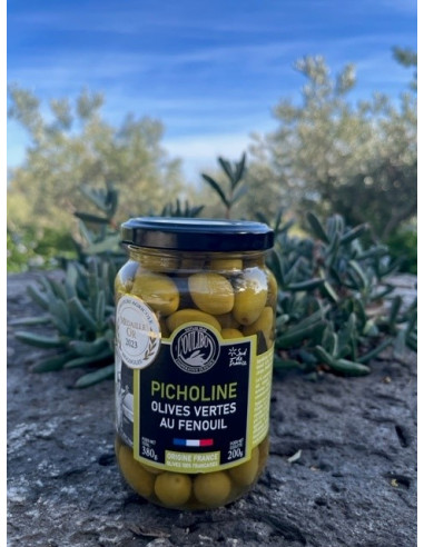 Picholines - Olives Vertes au Fenouil - bocal 200 G