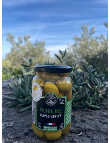 Olives Vertes au Naturel - Picholines Bocal 200g